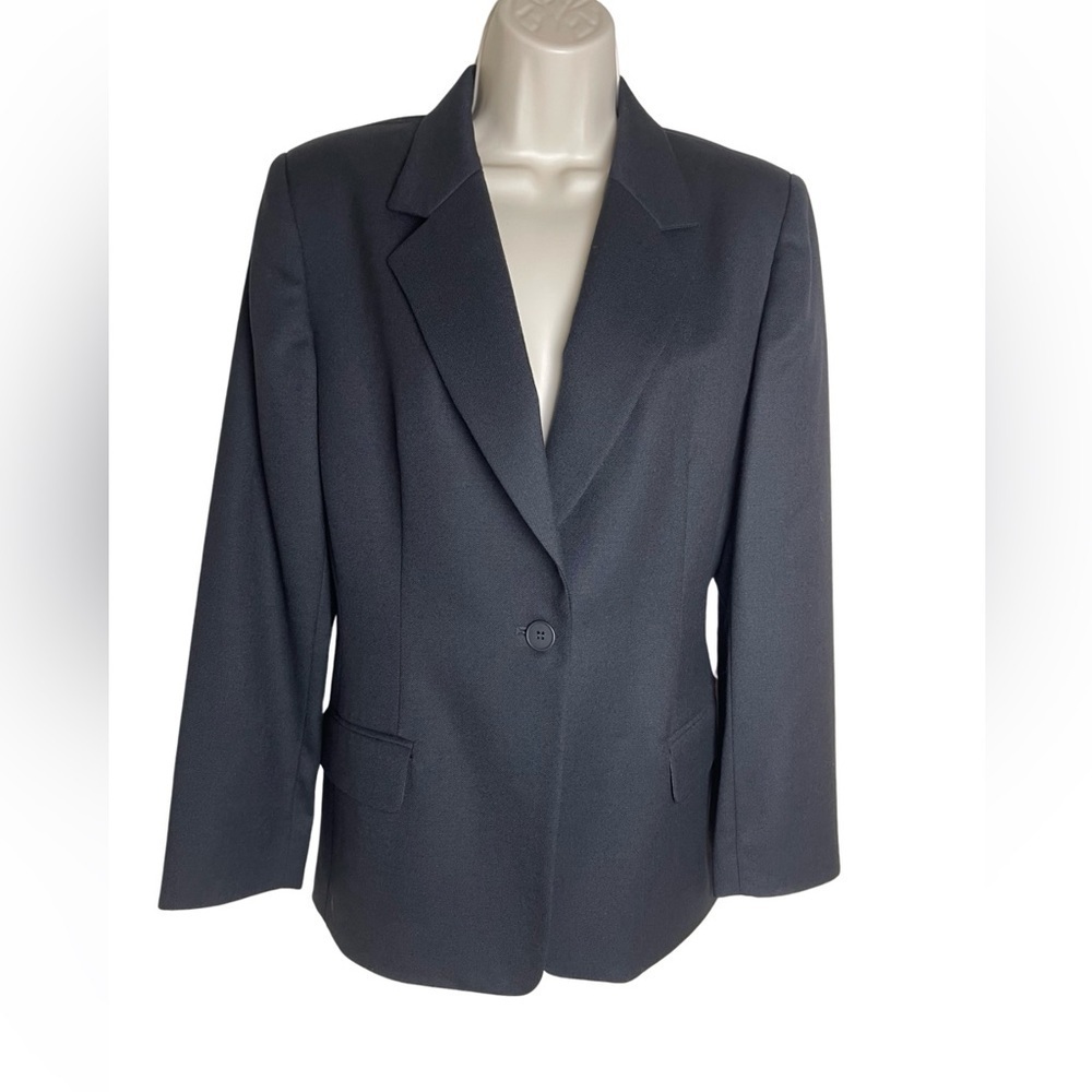 Pendleton 100% Virgin Wool Black Classic Blazer Size 10 Petite One Button USA